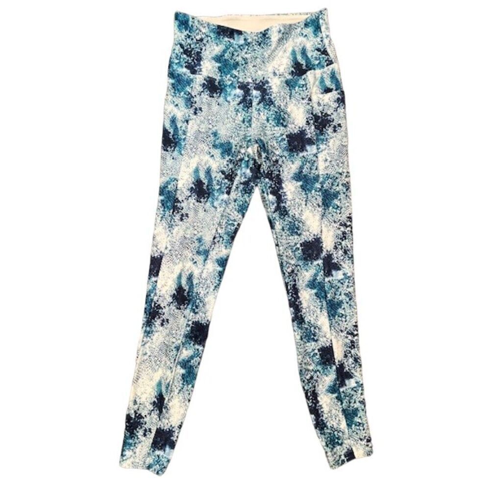 Bally Tummy Control Leggings Pockets Mixed Blues Print Snakeskin Size Medium